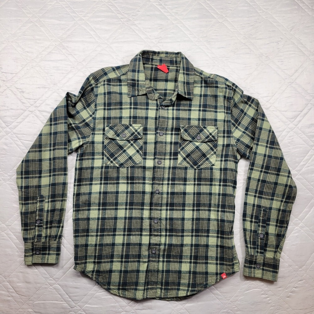 EMS Eastern Mountain Sports green plaid flannel shirt size M